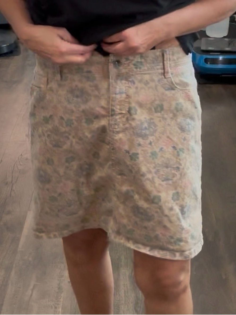 Sonoma Life + Style Floral Print Denim Skirt Size 12 Stretch Cotton Boho